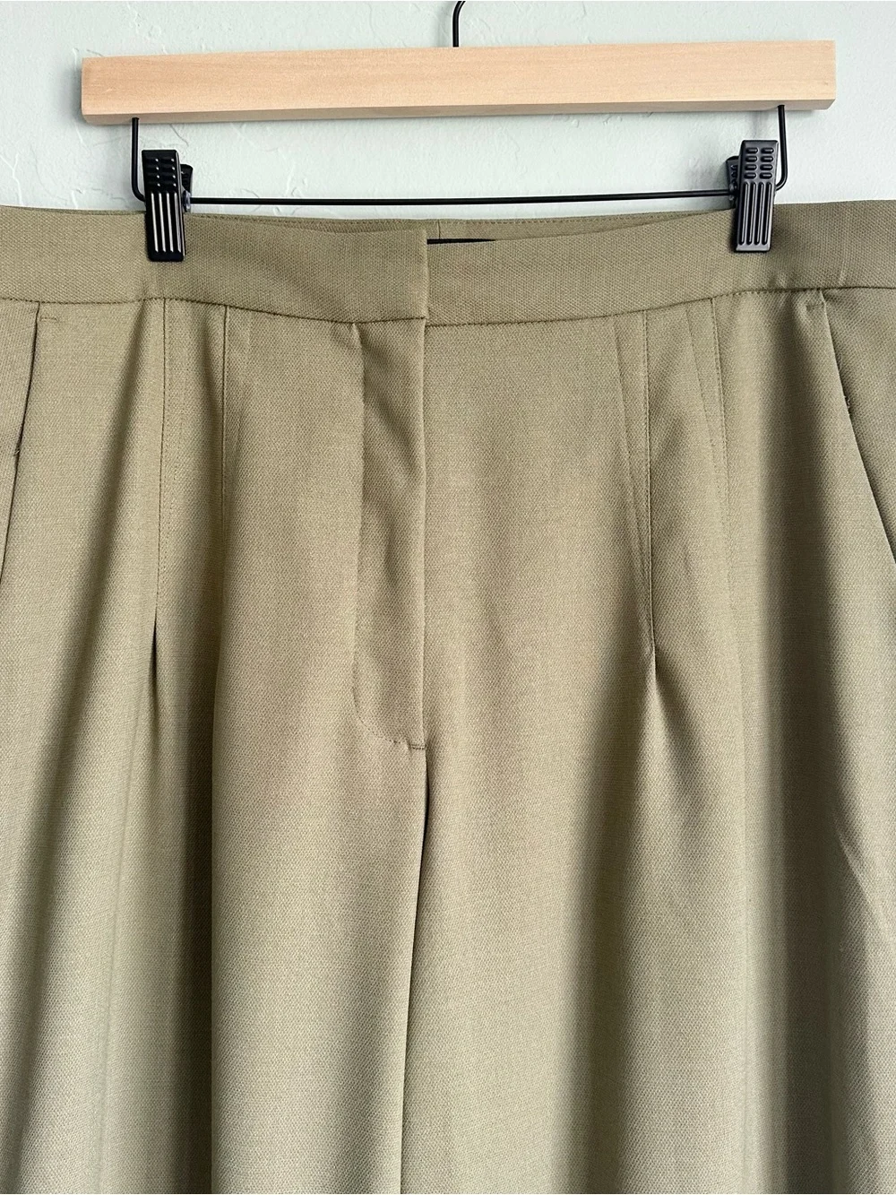 Banana Republic Wide-Leg High Rise Pleated Trouser Pants Olive Green Women’s 14